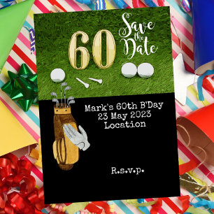 Invitación Golf 60 cumpleaños con bola de golf en verde