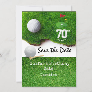 Invitación Golf 70º Fiesta de Cumpleaños con carrito de bolas