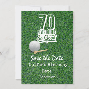 Invitación Golf 70º Fiesta de Cumpleaños con carrito de bolas