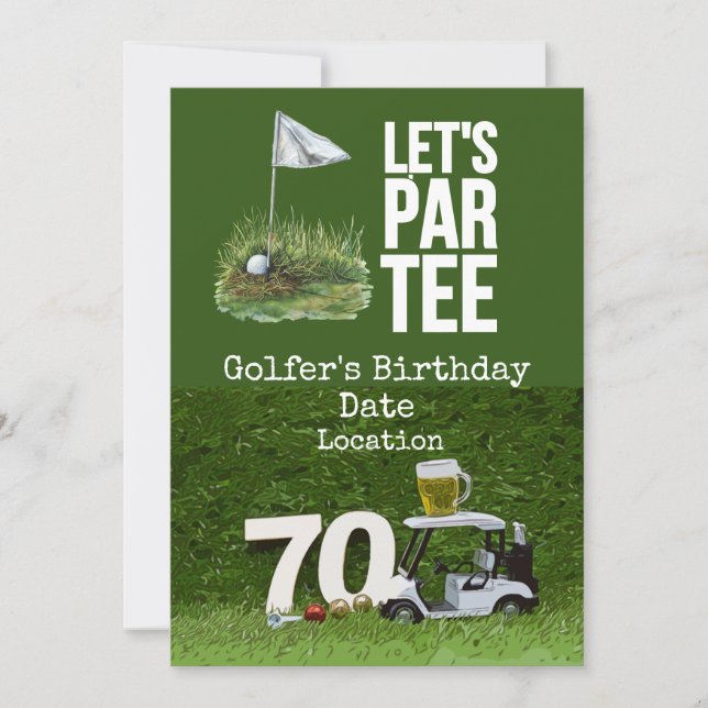 Invitación Golf 70º Fiesta de Cumpleaños con Juego de Balas d (Anverso)