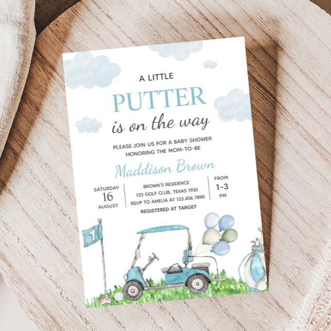 Invitación Golf A Little Putter Baby Shower (A Little Putter Golf Baby Shower Invitation)