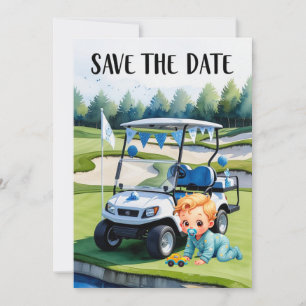 Invitación Golf Baby Shower para niños con carrito de golf en