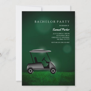 Invitación Golf Bacheller Party Green - Carro de golf - Golf
