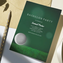 Invitación Golf Bacheller Party Green - Golf Ball - Golfistas