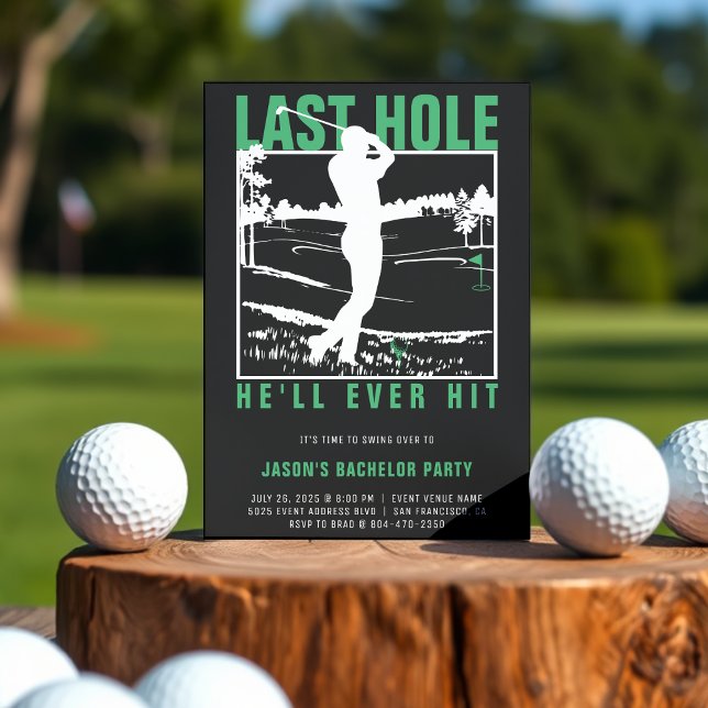 Invitación Golf Bachelor Party Funny Hole (Golf Bachelor Party Funny Last Hole He'll Ever Hit Invitation
)