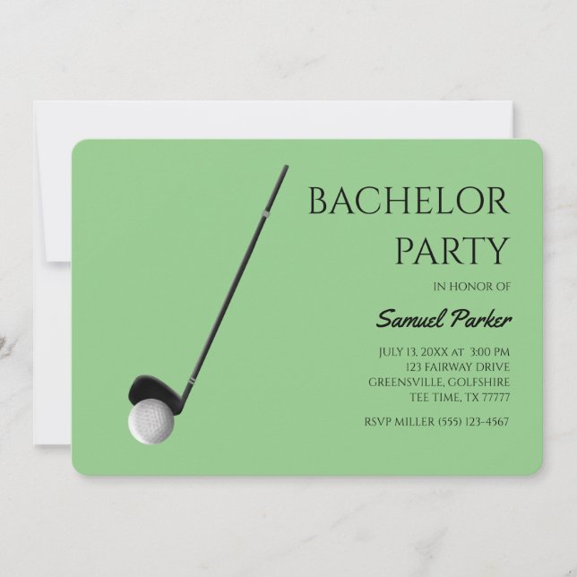 Invitación Golf Bachelor Party - Golfing trip Classic Minimal (Anverso)