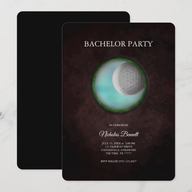 Invitación Golf Bachelor Party - Golfing trip Classic Minimal (Anverso / Reverso)