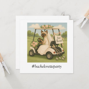 Invitación Golf BACHELORETTE para los amantes del gato
