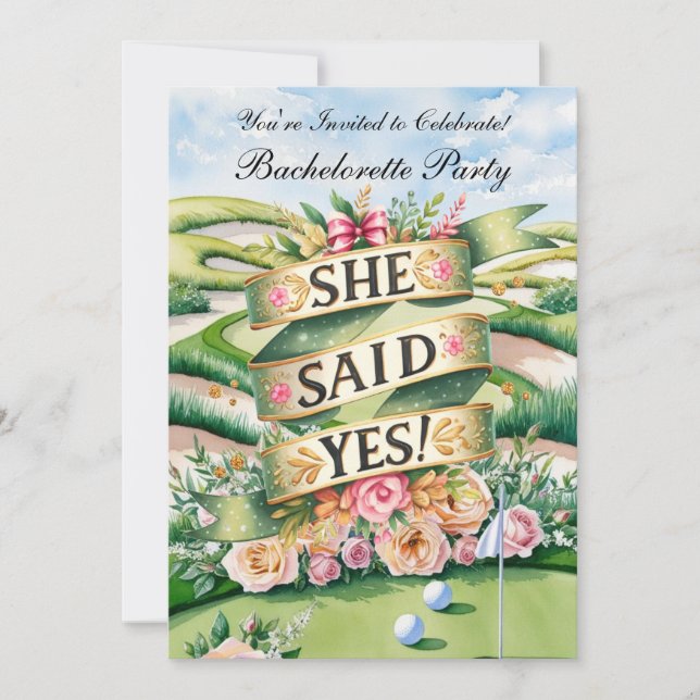 Invitación Golf Bachelorette Party en el campo de golf (Anverso)