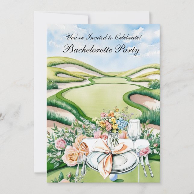 Invitación Golf Bachelorette Party en el campo de golf (Anverso)