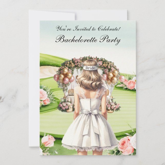 Invitación Golf Bachelorette Party en el campo de golf (Anverso)