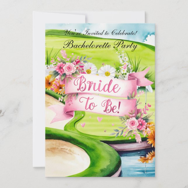 Invitación Golf Bachelorette Party en el campo de golf (Anverso)