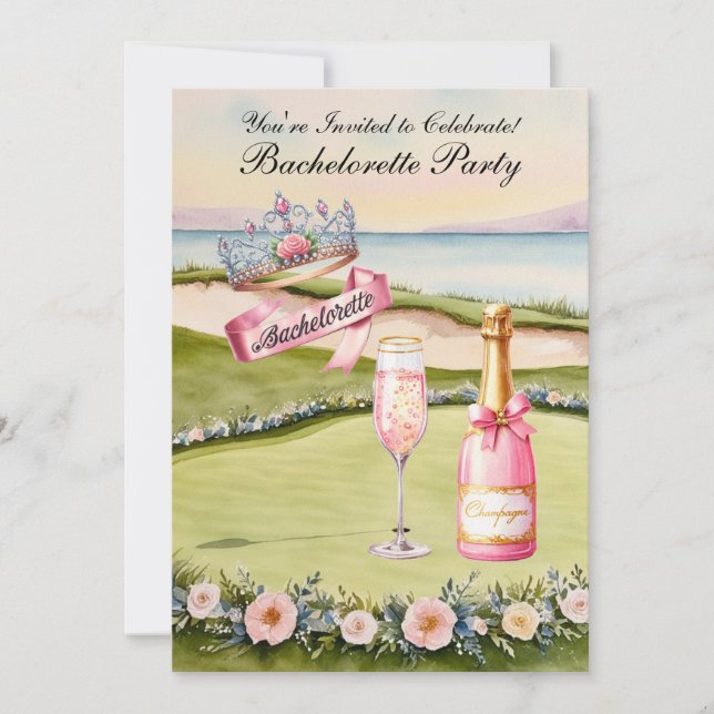 Invitación Golf Bachelorette Party en el campo de golf (Anverso)