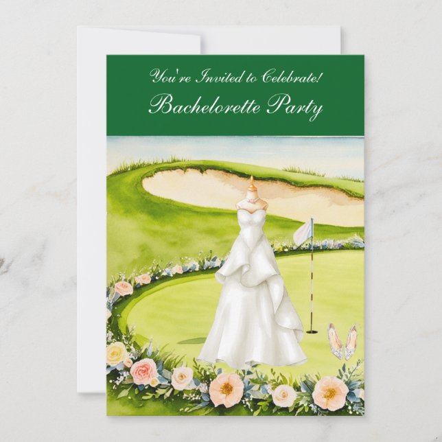 Invitación Golf Bachelorette Party en el campo de golf (Anverso)