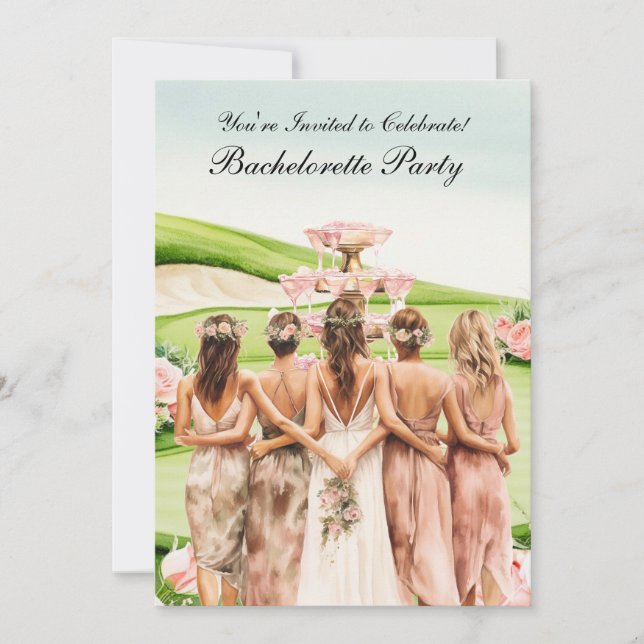 Invitación Golf Bachelorette Party en el campo de golf (Anverso)
