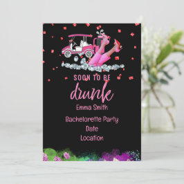 Invitación Golf Bachelorette Party mujer golfista Tema rosa