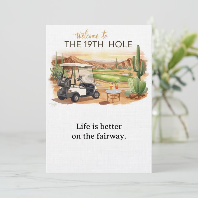 Invitación Golf Bienvenidos a la casa del golfista  Cóctel PA (Anverso de pie)