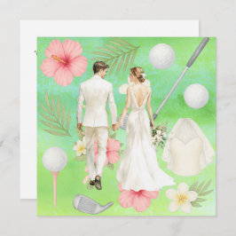 Invitación Golf Boda de temática hawaiana para golfista