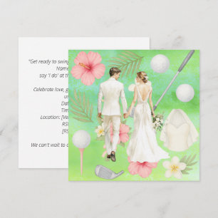 Invitación Golf Boda de temática hawaiana para golfista