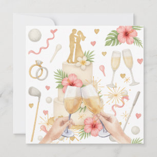 Invitación Golf Boda de temática hawaiana para golfista