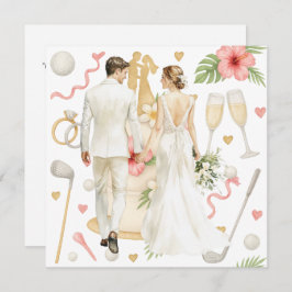 Invitación Golf Boda de temática hawaiana para golfista