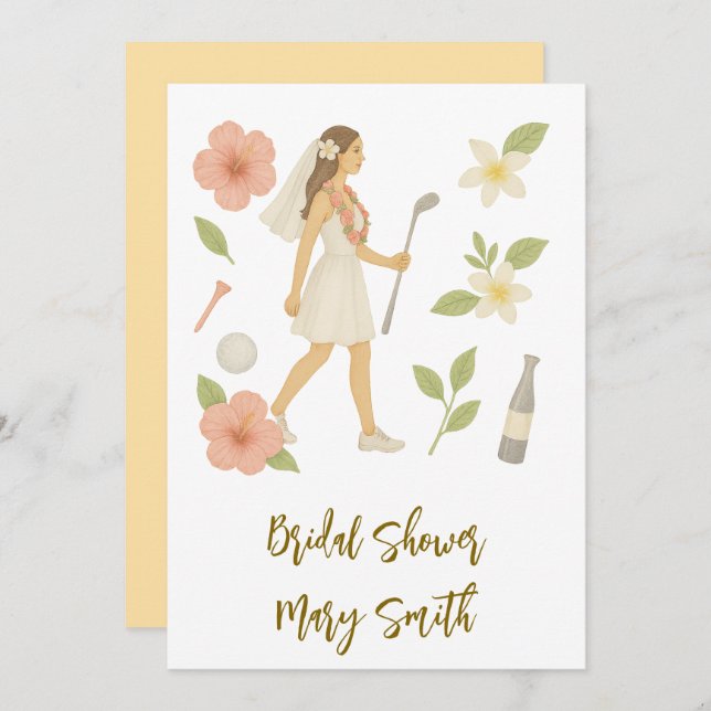 Invitación Golf Boda de temática hawaiana para golfista Lover (Anverso / Reverso)