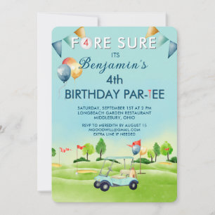 Invitación Golf Boy Cuarto 4º Cumpleaños Par-Tee