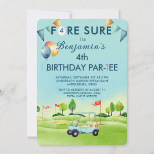Invitación Golf Boy Cuarto Cumpleaños 4º Par-Tee