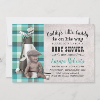 Invitación Golf Boy Future Golfer Caddy Black Baby Shower