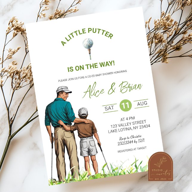 Invitación Golf Boy Little Putter está en camino a Baby Showe (Subido por el creador)