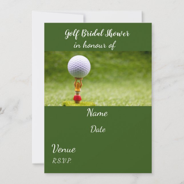 Invitación Golf Bridal Shower con bola de golf (Anverso)