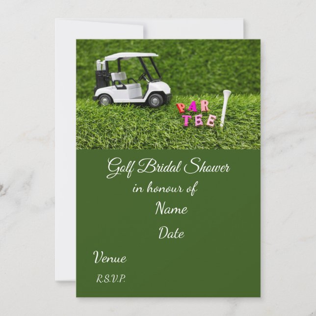 Invitación Golf Bridal Shower con bola de golf Salve la Fecha (Anverso)