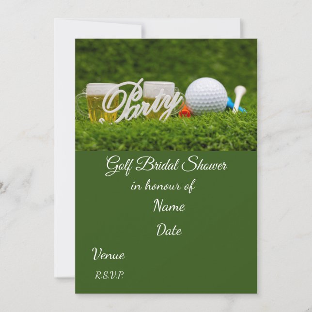 Invitación Golf Bridal Shower con bola de golf Salve la Fecha (Anverso)