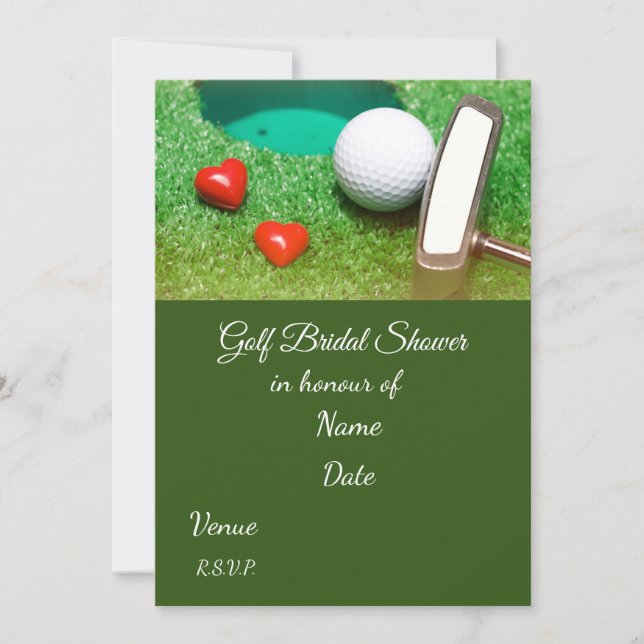 Invitación Golf Bridal Shower con bola de golf Salve la Fecha (Anverso)