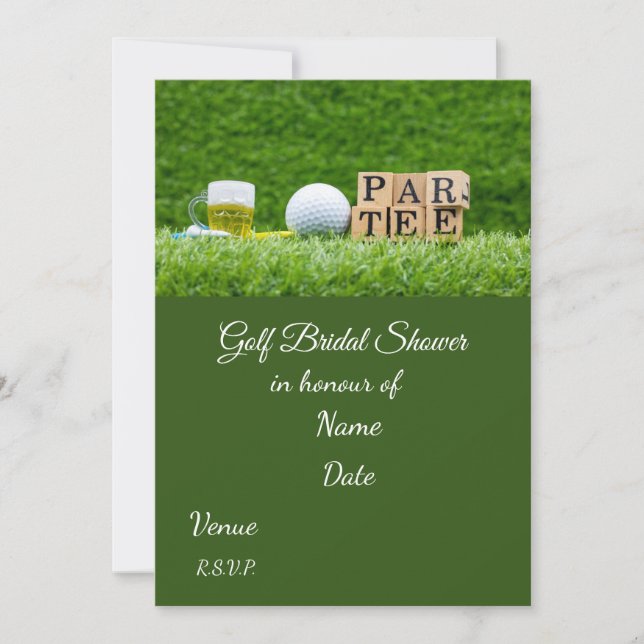 Invitación Golf Bridal Shower con bola de golf Salve la Fecha (Anverso)