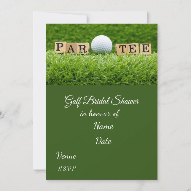 Invitación Golf Bridal Shower con bola de golf Salve la Fecha (Anverso)