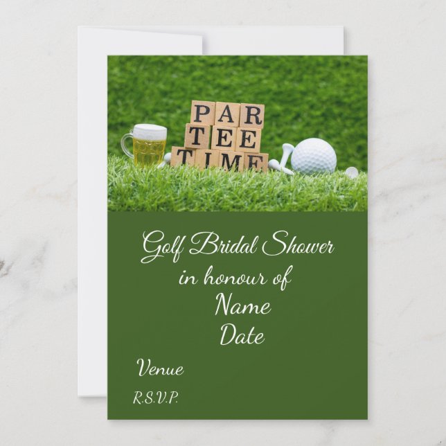 Invitación Golf Bridal Shower con bola de golf Salve la Fecha (Anverso)