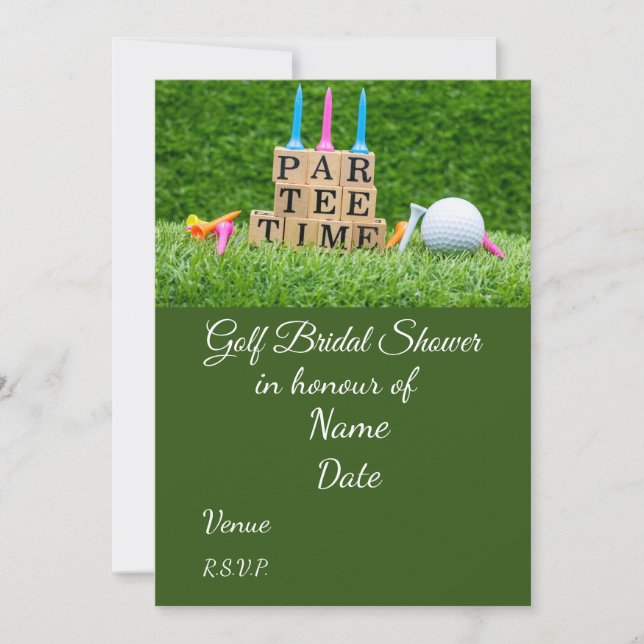 Invitación Golf Bridal Shower con bola de golf Salve la Fecha (Anverso)