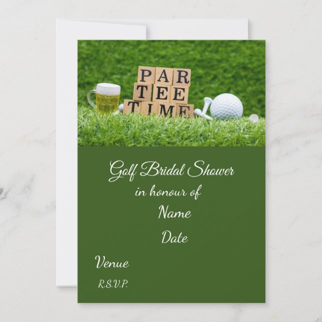 Invitación Golf Bridal Shower con bola de golf Salve la Fecha (Anverso)