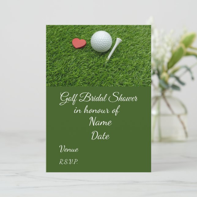 Invitación Golf Bridal Shower con bola de golf Salve la Fecha (Anverso de pie)