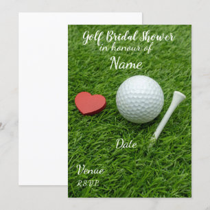 Invitación Golf Bridal Shower con bola de golf y corazones de