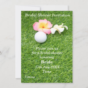 Invitación Golf Bridal Shower con bola y flor en verde