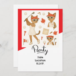 Invitación Golf Canada Day Golf Gear para los amantes del gat