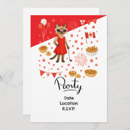 Invitación Golf Canada Day Golf Gear para los amantes del gat