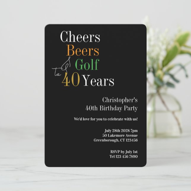 Invitación Golf Cheers Beers 40.º Fiesta de cumpleaños (Anverso de pie)