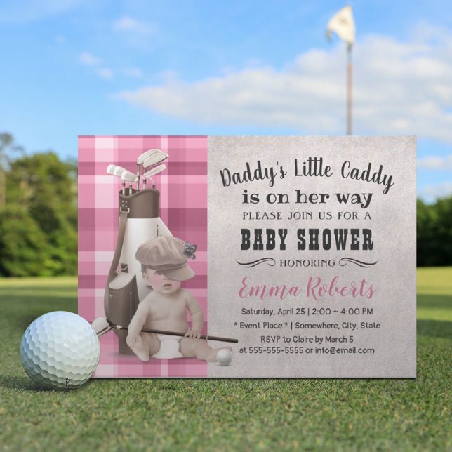 Invitación Golf Chica Future Golfer Cute Caddy Baby Shower (Subido por el creador)
