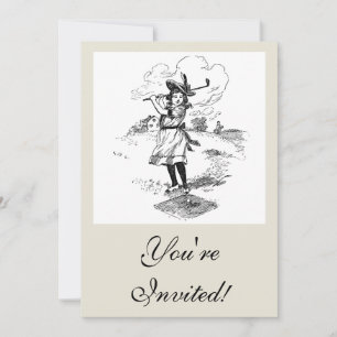 Invitación Golf Chica Golfing Vintage Art