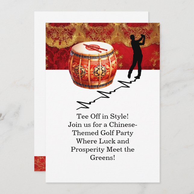 Invitación Golf Chinese-Themed Golf Party Invitations  (Anverso / Reverso)