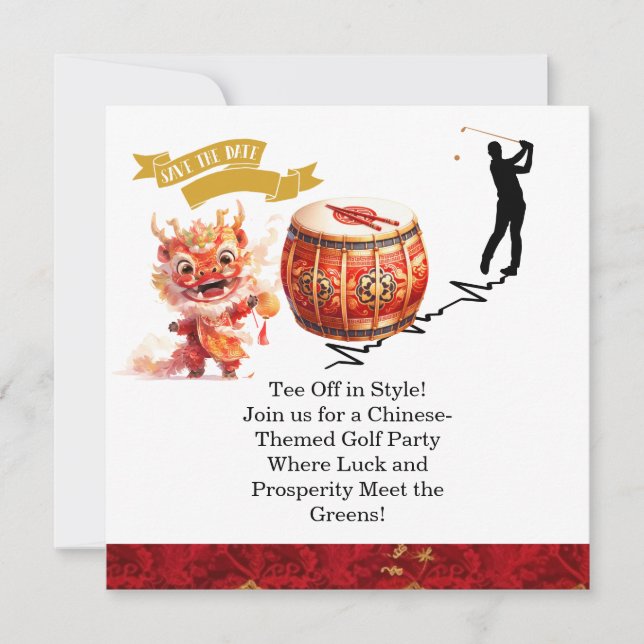 Invitación Golf Chinese-Themed Golf Party Invitations  (Anverso)