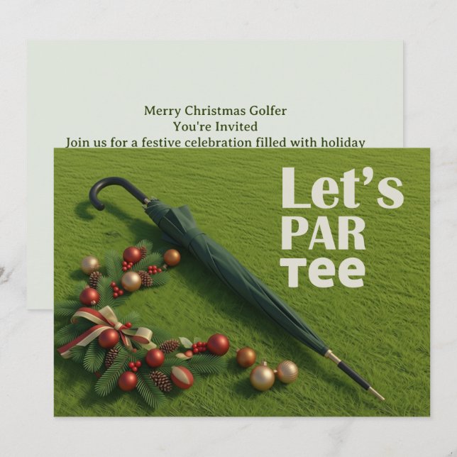 Invitación Golf Christmas themed with golf umbrella  (Anverso / Reverso)